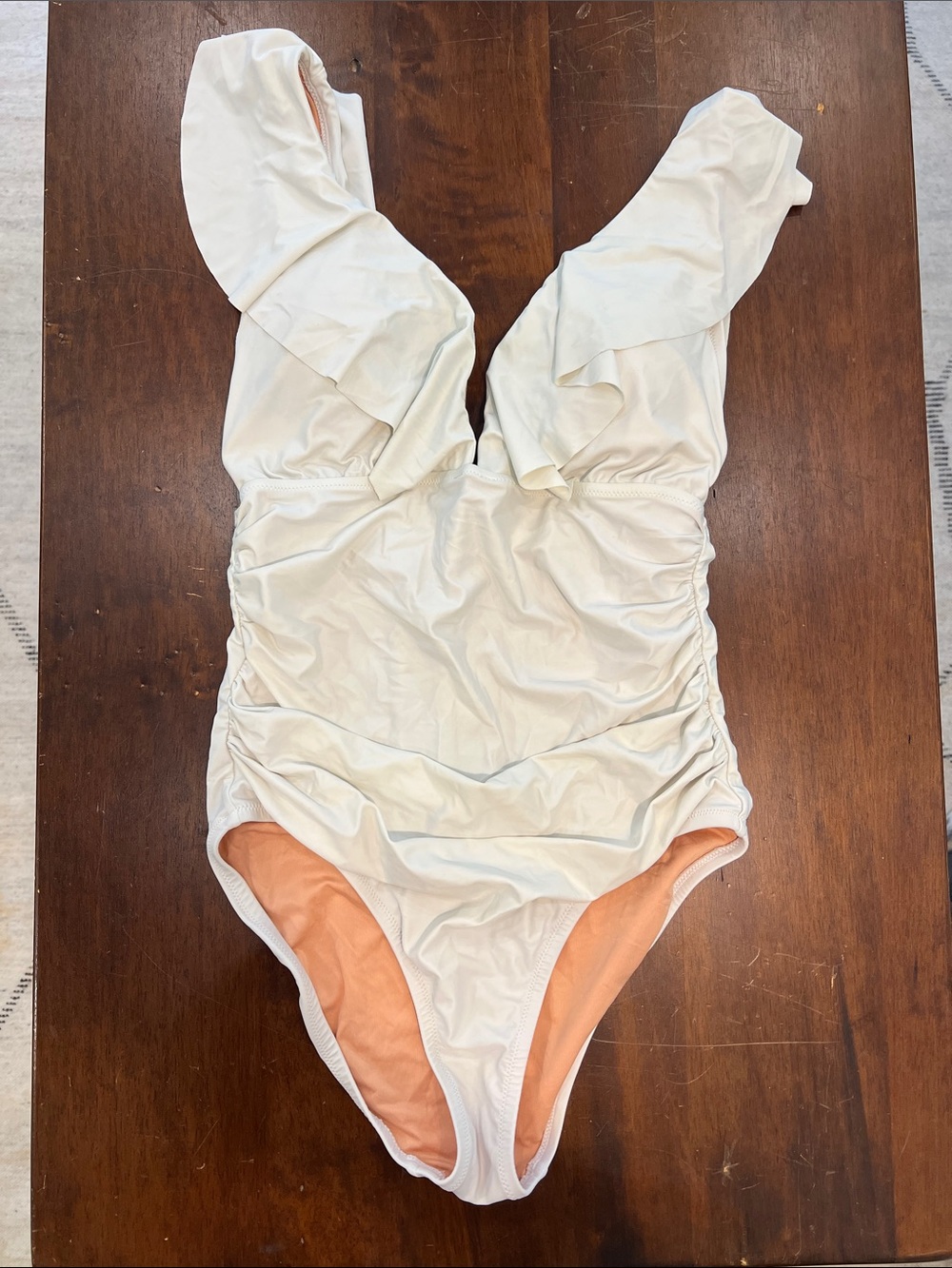J. Crew White Tag One-Piece with Peach Lining